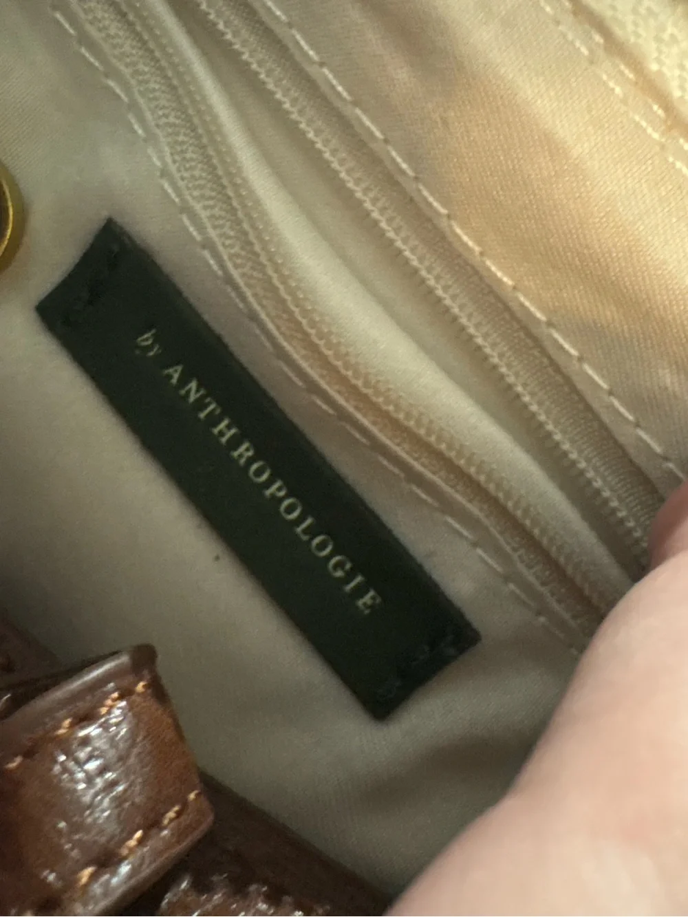 Anthropologie cream brown shearling mini crossbody bag purse handbag